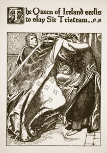 アイルランドの女王は「円卓のチャンピオンの物語」のイラストであるサートリストラムを殺害しようとしています 作： Howard Pyle